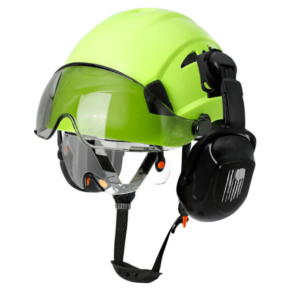 ebd204c4a25c1786 CE Construction Safety Helmet With Visor Built In Goggle Earmuffs For Engineer Hard Hat ANSI Industrial Work Cap Head Protection