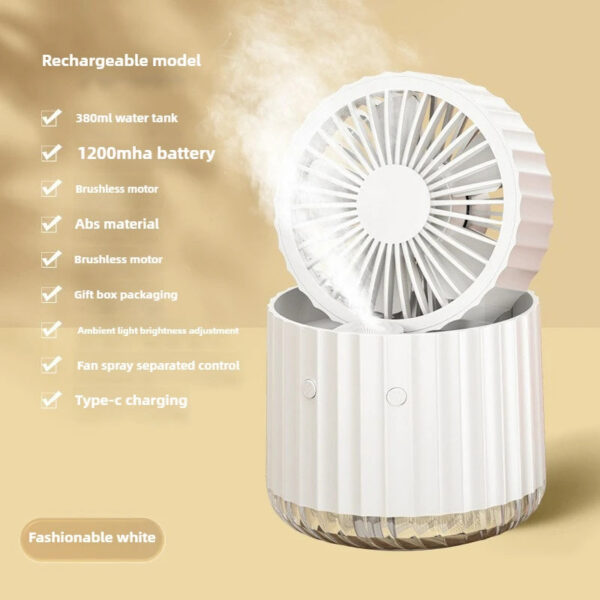 Foldable air cooler spray humidification small dormitory desktop usb charging portable fan