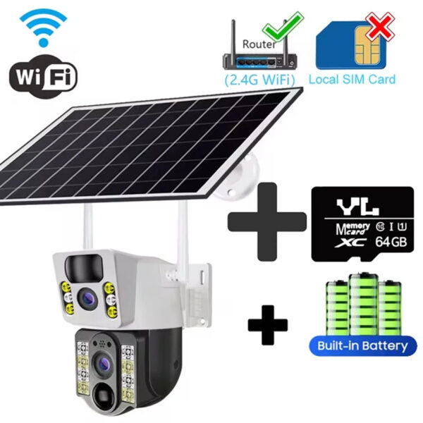 4K Solar Camera 4G SIM Card  Dual Lens 8MP HD Night Vision IP CCTV Surveillance PTZ PIR Human Detection Alarm Waterproof Camera
