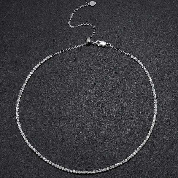 ebfcfca85ee2e5b1 2mm Moissanite Diamond Tennis for Women Sterling Sier Plated Gold Choker Necklace Collar Chain Adjustable