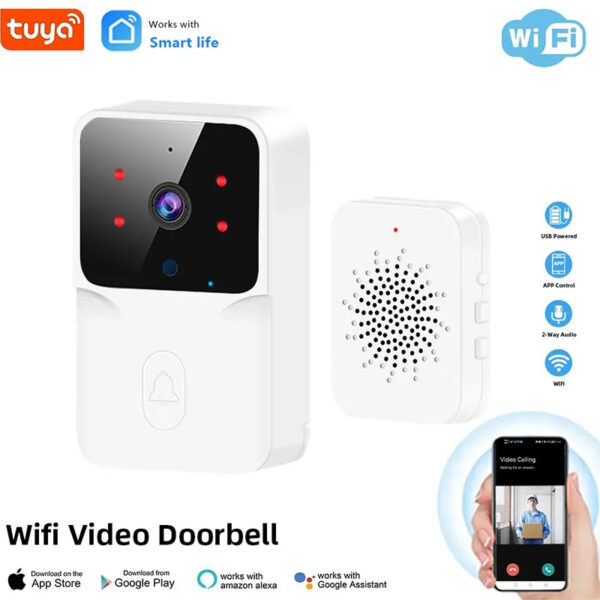 ec036c2a5c148cf1 Tuya Wireless Video Doorbell Camera WIFI Night Vision Smart Home Security Outdoor HD Door Bell Two Way Intercom Voice Change