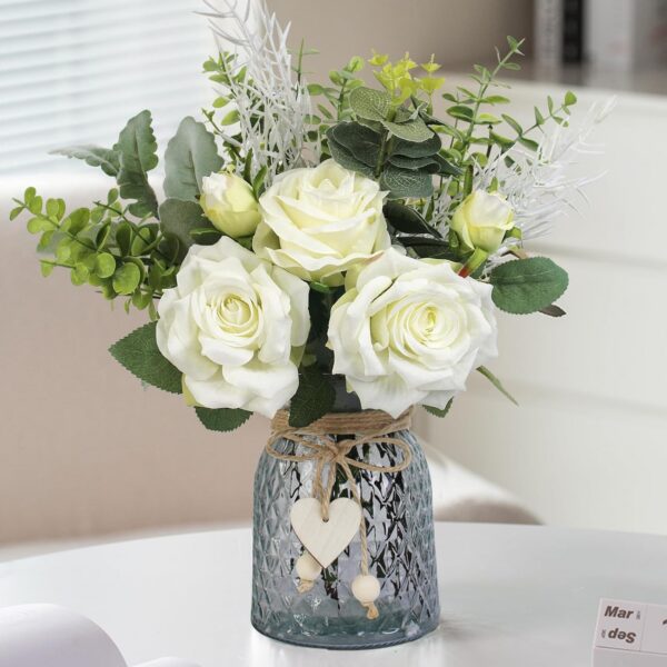 Faux Flowers in Vase,Artificial Flowers in Vase,Table Centerpieces for Dining Room,Flower Centerpieces for Tables,Fake Flowers with Vase,Kitchen Table Decor,Coffee Table Decor