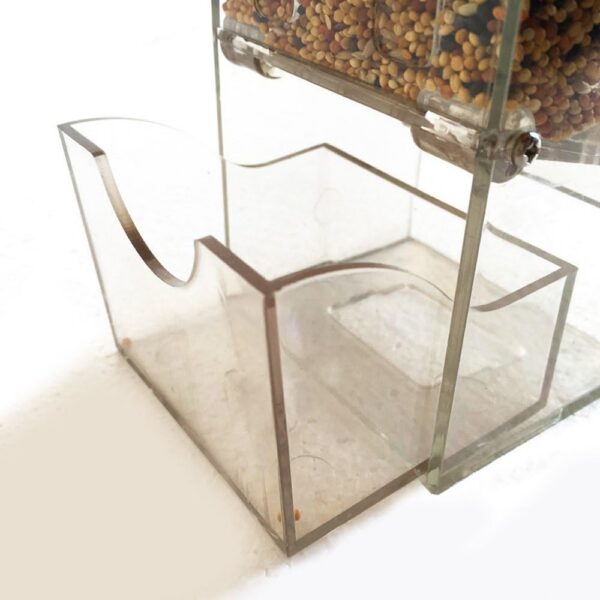 ec0eb9286cefb000 No Split Bird Seed Feeder for Cage,Parrot Automatic Foraging Systems Food Feeding Station with Perch,Heavty Acrylic,One-Step Moulding