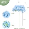 Auihiay 64pcs Silk Hydrangea Artificial Flowers, Artificial Hydrangea Flowers with Stems, Full Hydrangea Flowers for Wedding Centerpieces, Home, Garden, Party Decoration (Blue)