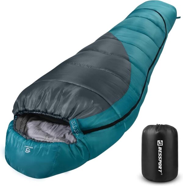ec23410ab9b4c2bf Bessport Mummy Sleeping Bag | 15-45 ℉ Extreme 3-4 Season Sleeping Bag for Adults Cold Weather– Warm and Washable, for Hiking Traveling & Outdoor Activities