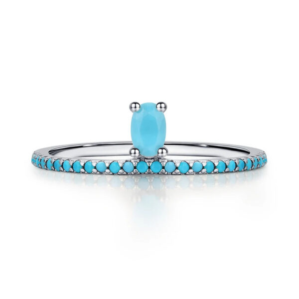 ec2498ea990157ff Modian 100% 925 Sterling Silver Classic Exquisite Circle Turquoise Charm Stackable Finger Ring For Women Trendy Fine Jewelry