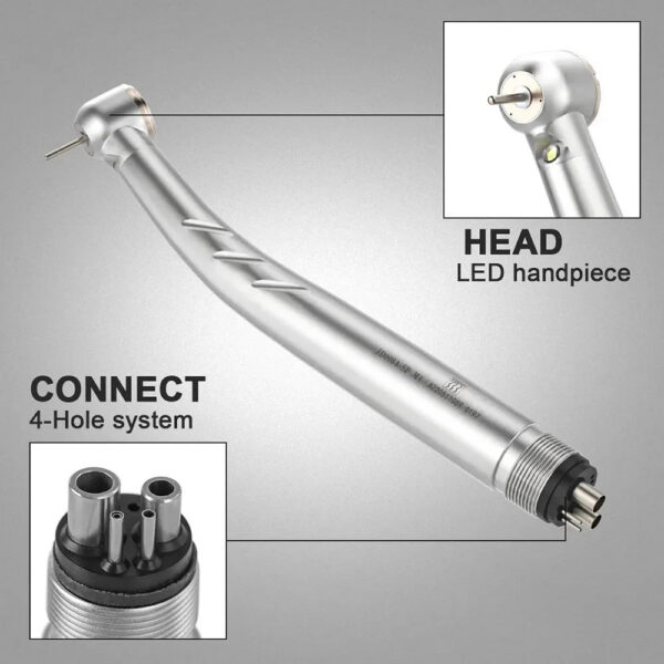 2/4 Holes Azdent Dental LED High Speed Handpiece E-generator Integrated Standard Head Push Button 3 Water Spray JD008A-SP