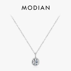 ec53099cf6e23736 MODIAN 1 Carat D Color Round Bezel Setting Moissanite Pendant Necklace Sier Lab Diamond Women Jewelry With Certificate Box