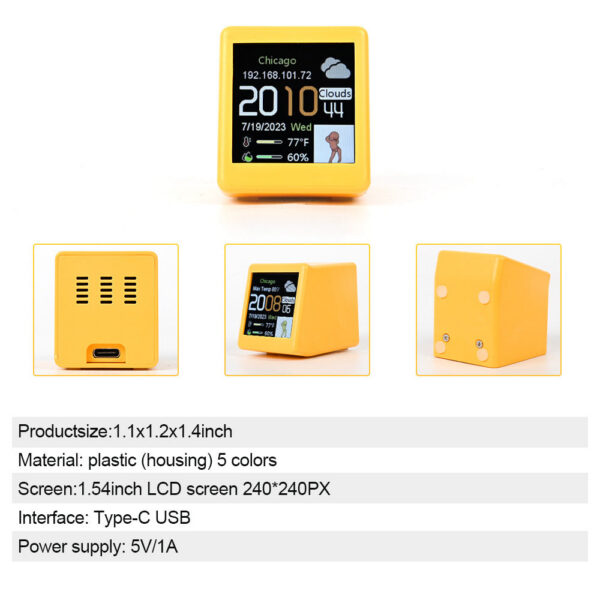 ec59d9039fe1bb7b MINI Size Smart WIFI Weather Station Clock for Game . DIY Cute GInimations and Electronic Album Function