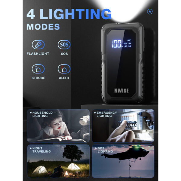 NWISE 2000A Power Bank Jump Portable Emergency Starter Auto Car Battery Charger Booster 12V Starting Device