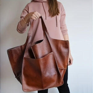 ec679c0f0bdffa6d Large Capacity Retro Tote Bag, Soft PU Leather Shoulder Bag, Stitching Handbag For Work Travel Shopping