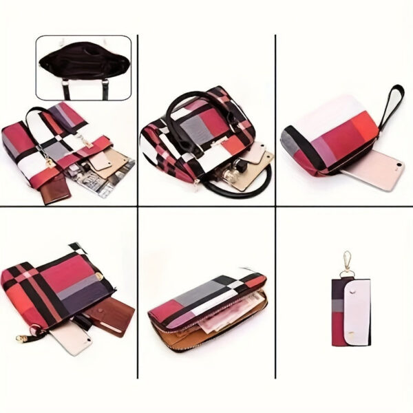 ec6b8dda41b555fb 6-Pcs Womens Handbags Tote Bags Shoulder Bag Leather Purses Satchel Bag Top-Handle Handbag Crossbody Bag Wallet Clutch