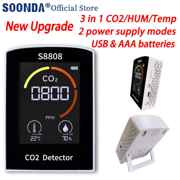 New Real time Carbon Dioxide Detector Greenhouse Warehouse Air Quality Temperature Humidity Monitor CO2 Sensor