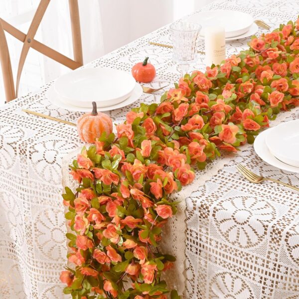 BLEUM CADE 12Pcs 98.4Ft Flower Garland Artificial Rose Vines for Bedroom, Cute Fake Hanging Flower Vines Floral Garland Decorations for Wedding Party Wall Room Decor Aesthetic