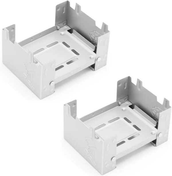 2 Pack Solid Fuel Stove Portable Compact Mini Foldable Solid Alcohol Spirit Wax Tablets Stand Burner for Camping Outdoor Backpacking Hiking Trekking Survival Picnic