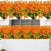 eca61a2470120c4a AmyHomie 20 Bundles Artificial Flowers Outdoor UV Resistant Faux Flowers No Fade Fake Plastic Plants Garden Porch Window Box Decorating(Bright Yellow)