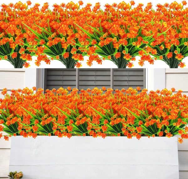 eca61a2470120c4a AmyHomie 20 Bundles Artificial Flowers Outdoor UV Resistant Faux Flowers No Fade Fake Plastic Plants Garden Porch Window Box Decorating(Bright Yellow)