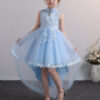New Design Kids Dress For 4-12 Girls Wedding Party Tailing Tulle Elegant Princess Sleeveless Children’s Dresses TW1703