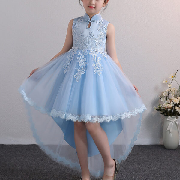 New Design Kids Dress For 4-12 Girls Wedding Party Tailing Tulle Elegant Princess Sleeveless Children’s Dresses TW1703