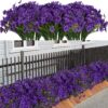 21 Bundles Artificial Outdoor UV Resistant Flowers No Fade Fake Outside Flowers Plastic Greenery Faux Shrubs Garden Porch Window Box Home Decoration(Purple)