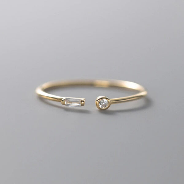 Modian Real 925 Sterling Silver Simple Thin Clear CZ Finger Rings Adjustable 14K Gold Ring For Women Wedding Jewelry Gifts