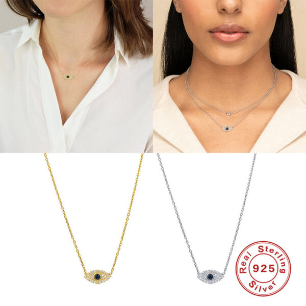 CANNER Sterling Sier Exquisite Eye Diamond Stone Pendant Necklace for Women Chain Choker Necklaces Fine Jewelry Collares
