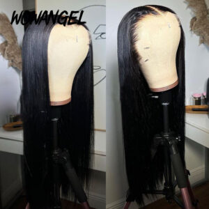 ece52fcf5cb821c5 WOW ANGEL 250% 13x6 Wigs Straight Invisible Melt Skin HD Lace Front Human Hair Wig