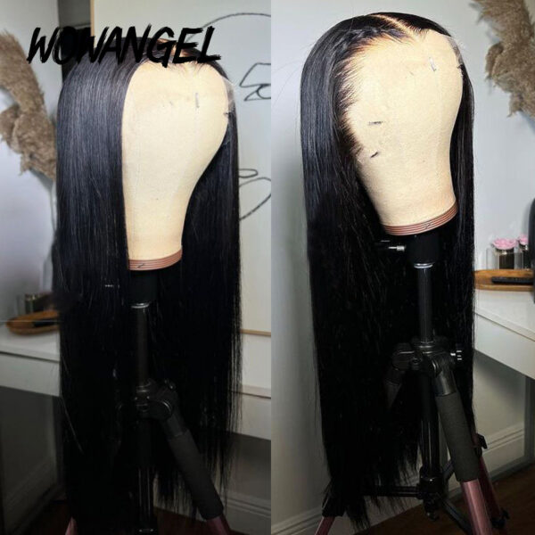ece52fcf5cb821c5 WOW ANGEL 250% 13x6 Wigs Straight Invisible Melt Skin HD Lace Front Human Hair Wig