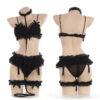 Japanese Women Sex Lingerie Set Bdsm Clothing Lace Ruffle Sex Underwear Kawaii Costume Garter Maid Transparent Exotic Sleepwear
