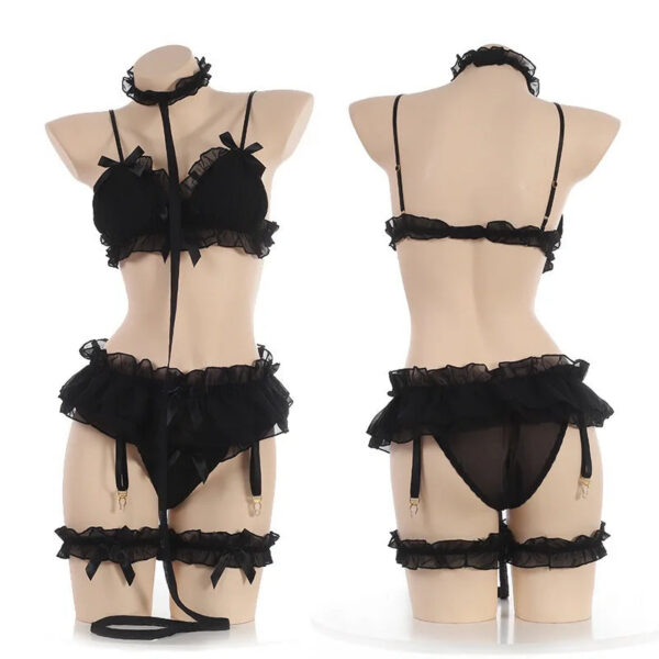 Japanese Women Sex Lingerie Set Bdsm Clothing Lace Ruffle Sex Underwear Kawaii Costume Garter Maid Transparent Exotic Sleepwear