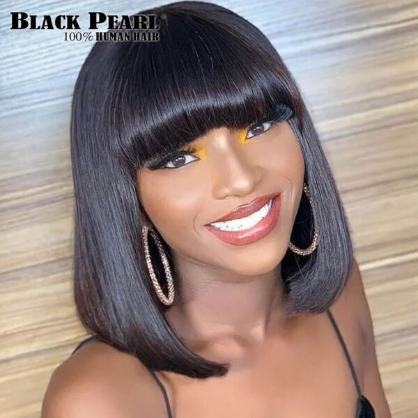 Short With Bangs Straight Wigs Brazilian Human Hair Remy Full hine Made for Women Glueless Bob Wig