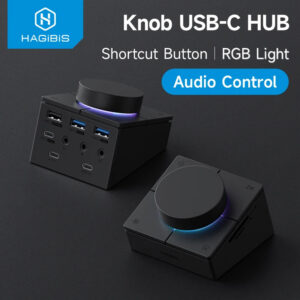 ece9aa6ee461fecd Hagibis Knob USB C Hub With Shortcut Buttons Type-C Docking Station Volume Adjustment Desktop Controller 2.5G RJ45 for Macbook