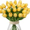 ecedf1613b8413c5 24 Pcs White Tulips Artificial Flowers Real Touch Fake Tulips Fake Flowers for Decoration 13.5" Faux Tulips Faux Flowers Bulk Artificial Tulips Flowers for Vase Centerpieces Home Wedding Bouquet