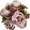 eceec46586269621 Duovlo Springs Flowers Artificial Silk Peony Bouquets Wedding Home Decoration,Pack of 1 (Spring Red)