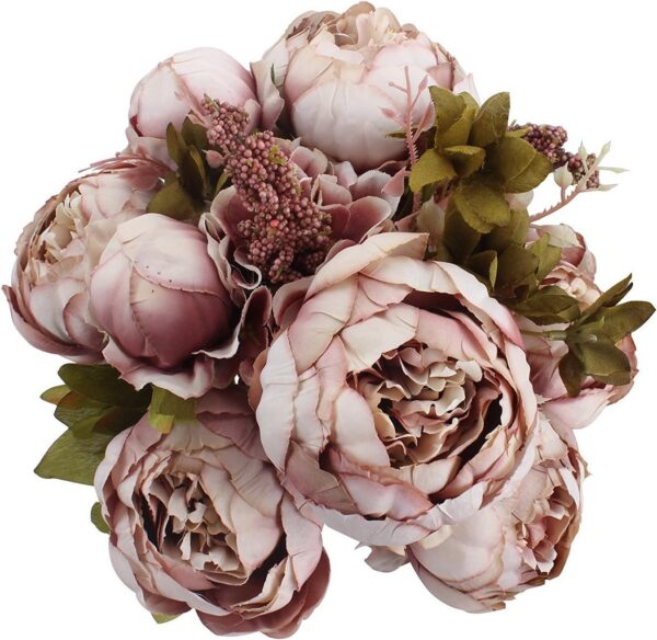 eceec46586269621 Duovlo Springs Flowers Artificial Silk Peony Bouquets Wedding Home Decoration,Pack of 1 (Spring Red)
