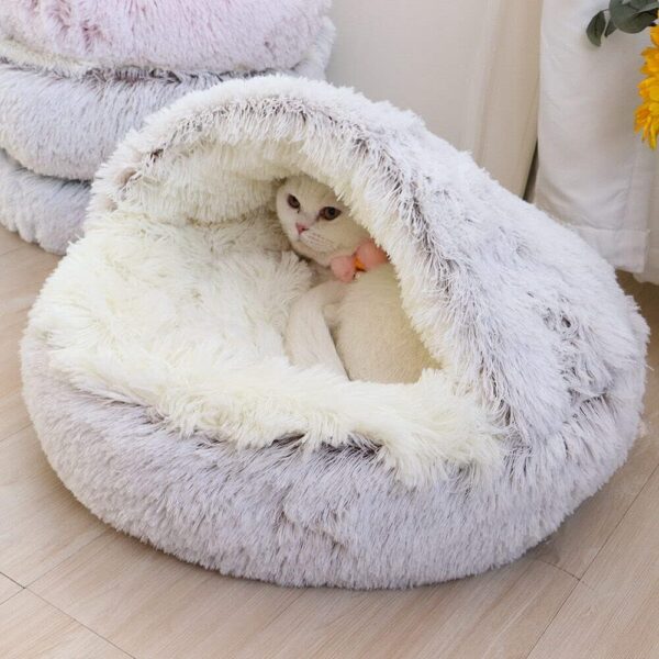 ecf9b73f69a06eb1 Soft Plush with Cover Round Bed Pet Mattress Warm Cat Dog 2 in 1 Sleeping Nest Cave for Small Dogs
