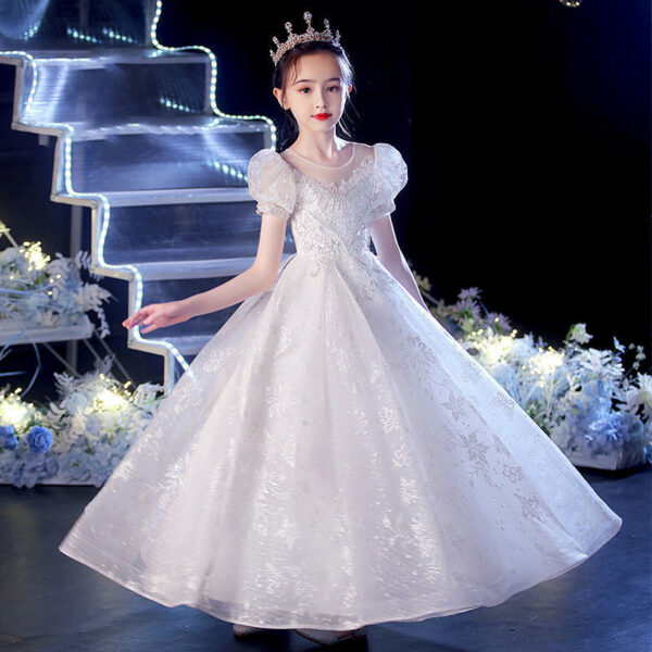 Girl’s Puffed yarn Princess long Super fairy Children Pageant Gown Sequin Kids Dresses For Party Wedding Girls Dress
