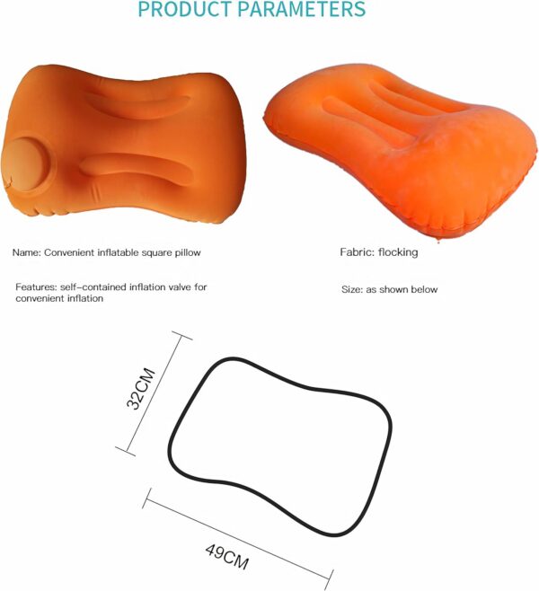 Compression Inflatable Camping Pillow, 19.2 "L Inflatable Pillow, Camping Inflatable Pillow, Camping Sleeping Inflatable Pillow (Orange)