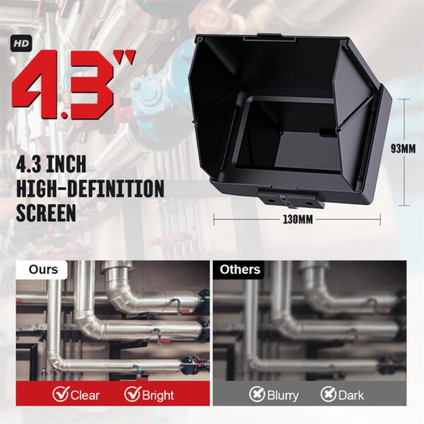 ed1ad16741366c69 4.3'' Sewer Endoscope DVR,17/22MM Pipe Inspection HD 1000TVL Drain Camera Waterproof Borescope with 16GB Card
