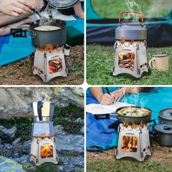 Lixada Compact Folding Wood Stove for Outdoor Camping Cooking Picnic