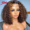 ed2bba26b14b1df7 Deep Curly Bob Natural Black Color Brazilian HD Front Part 13x6 Transparent T Lace Highlight Hair Wigs