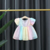 Summer Baby Girls Children Clothes Colorful Bows Toddler Birthday Party Mesh Evening Dress Kids Costume 0 To 3 Years Old