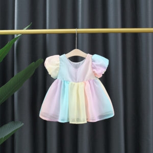 ed450d80a9aa11cc Summer Baby Girls Children Clothes Colorful Bows Toddler Birthday Party Mesh Evening Dress Kids Costume 0 To 3 Years Old