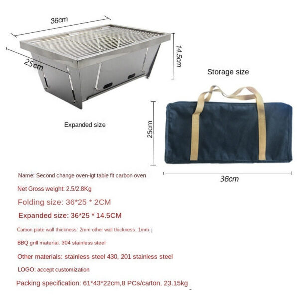 ed562ebf3310dc6a 304 Stainless Steel Grill Portable Outdoor IGT Table Folding Firewood Barbecue Camping Stove
