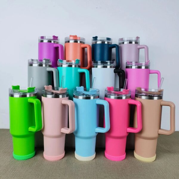 40oz Pink Tumblers Cup With Handle Insulated Stainless Steel Lids Straw Car Travel Mugs Coffee Tumbler Termos Cups ready to ship Water Bottles