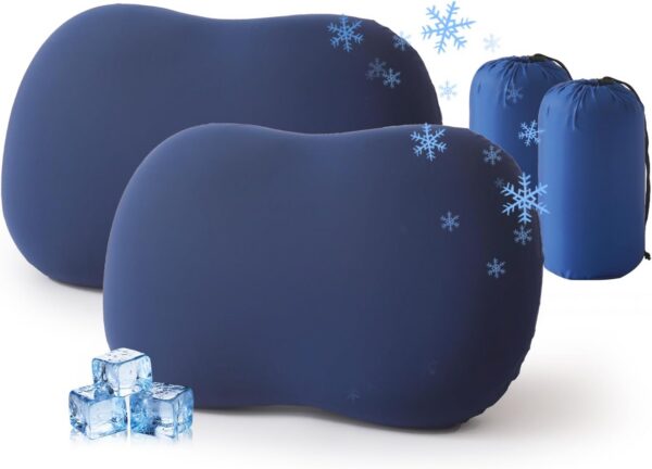 Camping Pillow for Sleeping, Memory Foam Travel Pillow, Cooling Small Pillow for Camp,Backpacking,Trip,Breathable & Waterproof Cover (1, Blue)