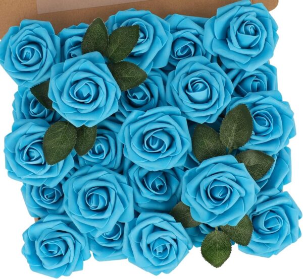 N&T NIETING Artificial Flowers, 25Pcs Fake Flowers Roses Perfect for DIY Wedding Bouquets Centerpieces Bridal Shower Party Home Flower Arrangement Decorations, Rainbow Color