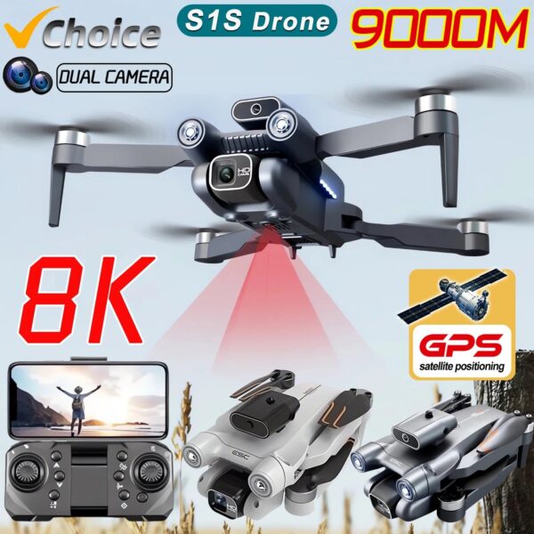ed7f716632920a13 S1S Brushless Drone 4k Professional 8K HD Camera 5G Wifi FPV Obstacle Avoidance Aerial Photography Foldable Quadcopter RC Dron