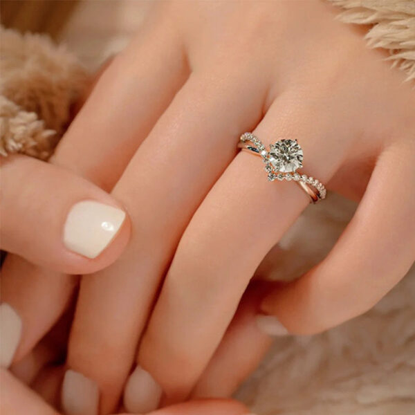 KNB Certified 0.5CT Moissanite Dia Princess Crown Rings for Women Original Sterg Sier Engagement Ring Fine Jewelry