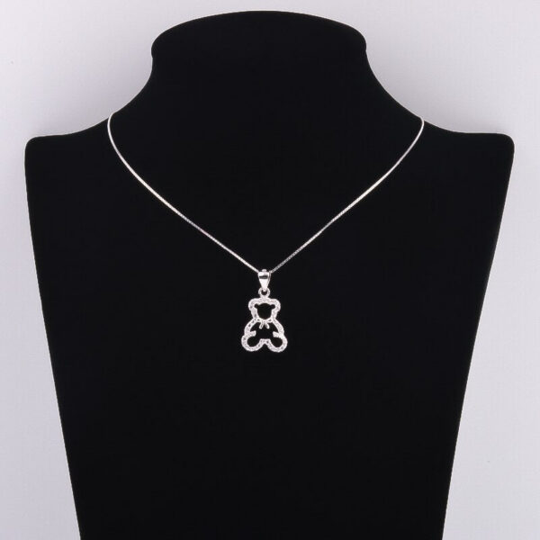 ed9b1bedaf20f2bb Sterling Sier CZ Diamond Teddy Bear Necklaces For Women Hollow Cute Cartoon Pendants Kids Girl Fine Jewelry